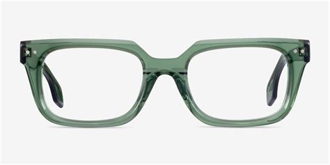 green transparent frame glasses